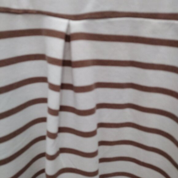 Fred Daniel Women’s XL Cream Brown Striped T-Shirt Dress Relaxed Cotton Blend Ca - Picture 3 of 6